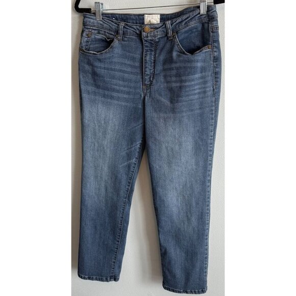 Caslon Womens Straight Leg Jeans Size 12 Medium Wash Mid Rise Ankle - Picture 1 of 9